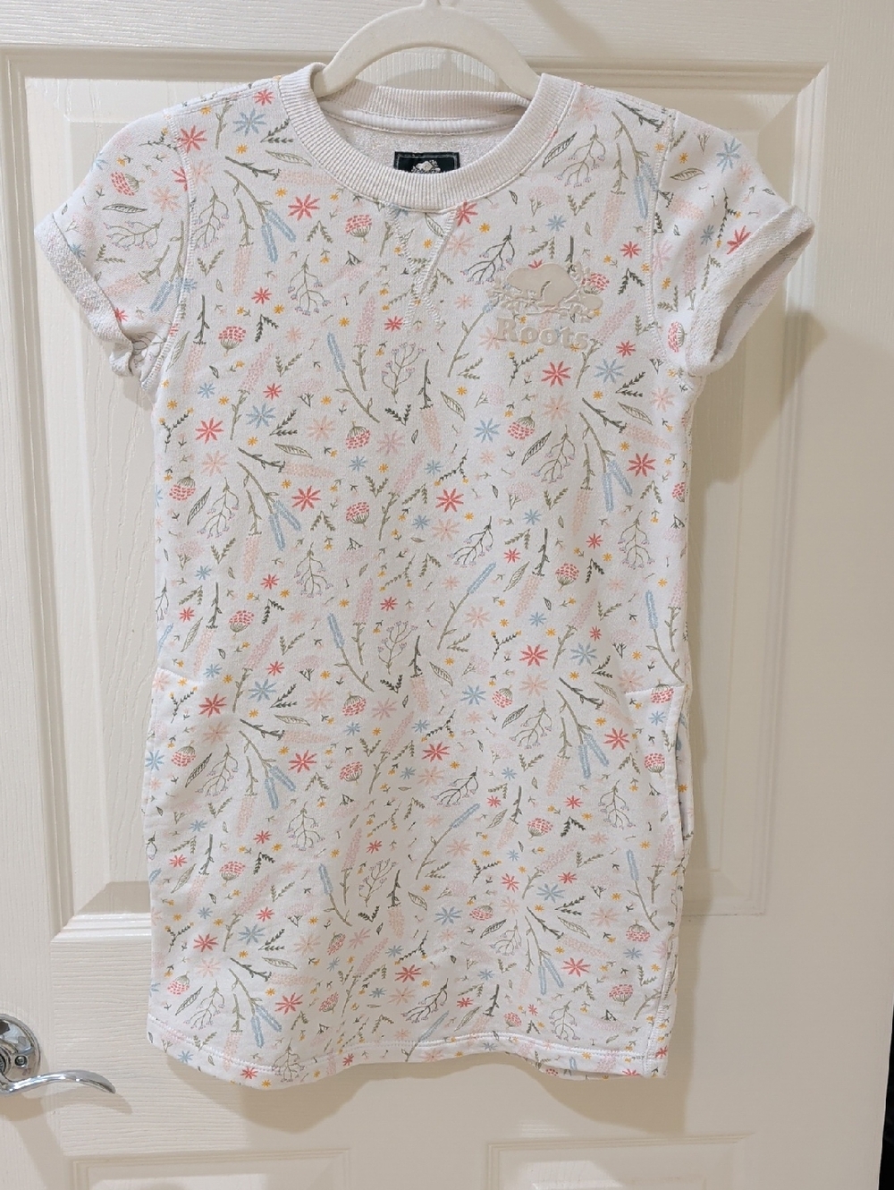 Roots White Floral Pocket Tee Dress with Pastel Accents